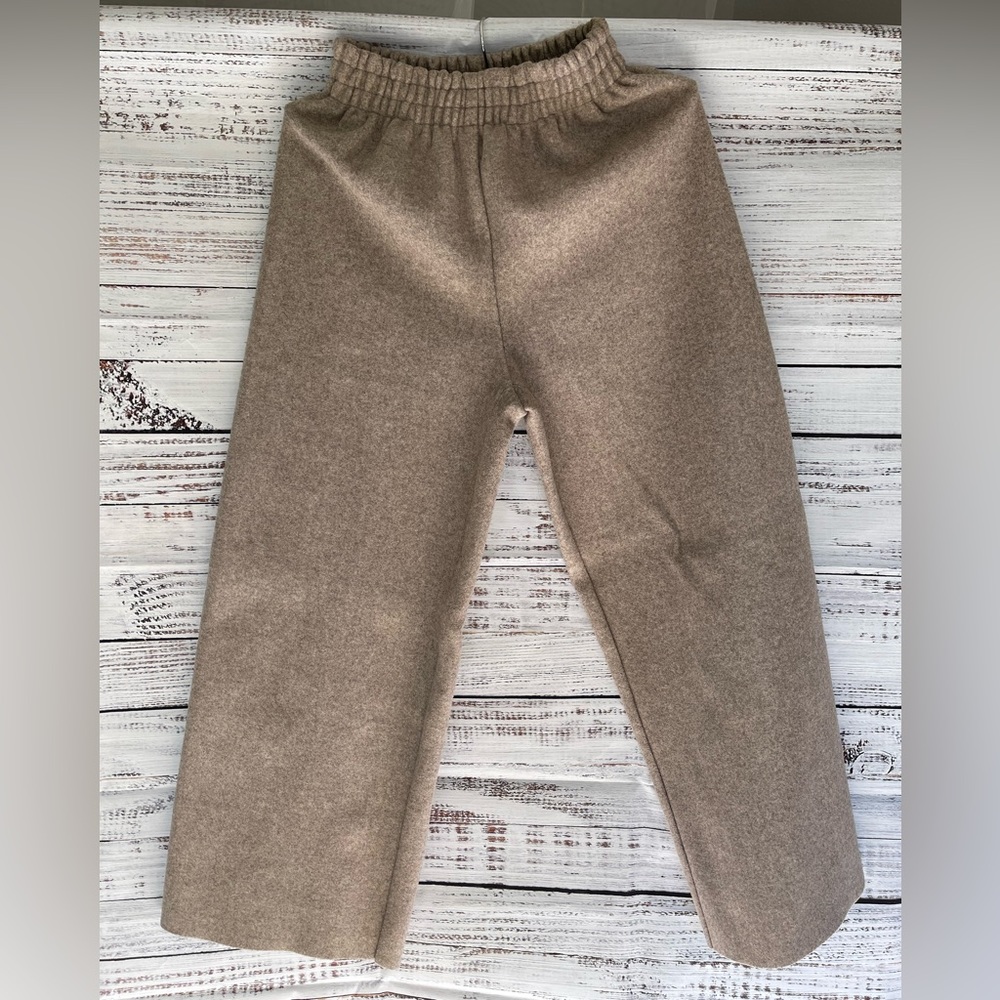OAK + FORT Wide Leg Cream Tan Trousers